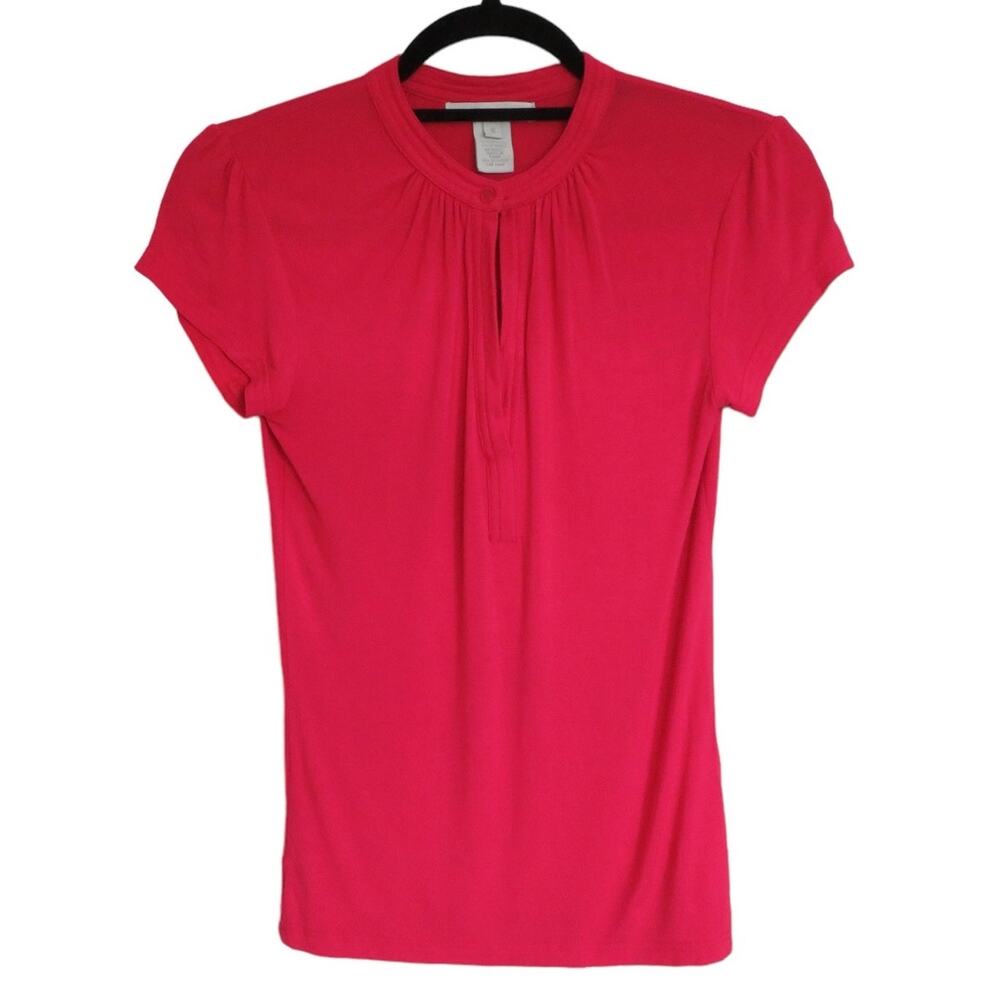 Design History Womens Basic Top, Stretch Casual Shirt, Pullover Dark Pink S NWOT